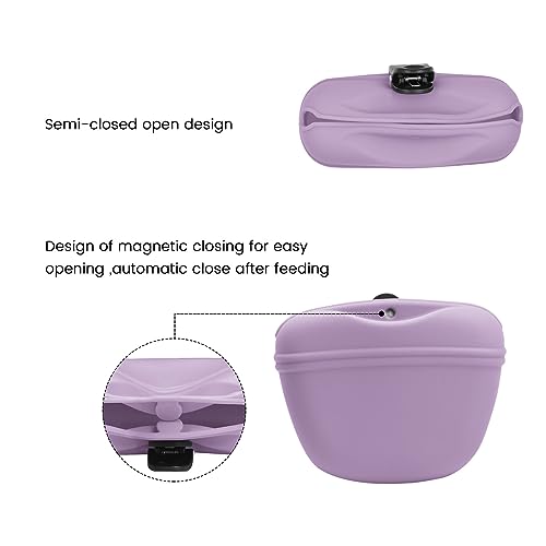 Silicone Dog Treat Pouch with Clicker Magnetic Closure Secure Clip (2 Pack / Lake Blue + Hibiscus)