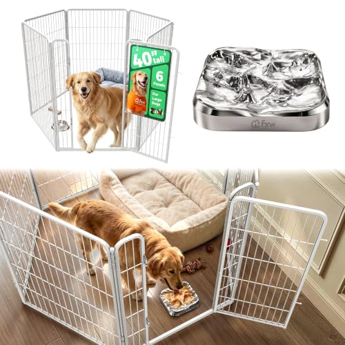 Homeplus Indoor Dog Playpen with Lick Mat (White / 40"H)