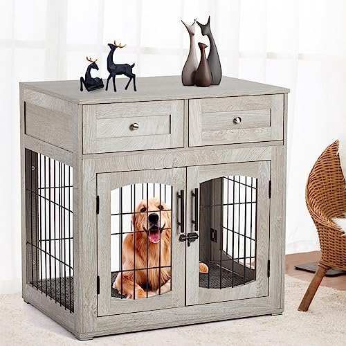 Dog Crate Furniture for Large Dogs (Grey / L:39.4"L*23.6"W*40"H)