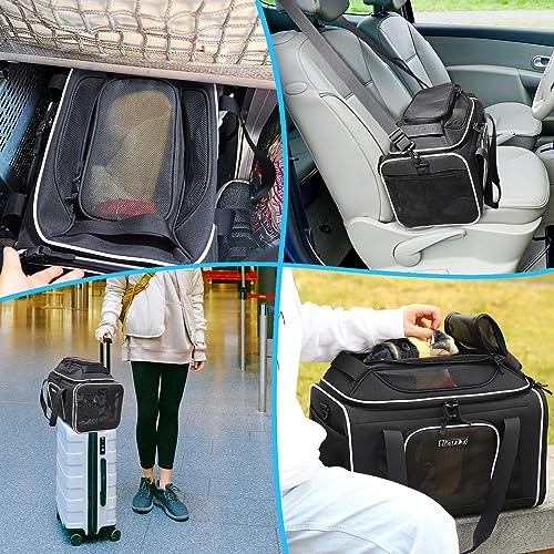 Top Expandable Small Pet Carrier 18"x11"x11" Airline Approved (18.0"L x 11.0"W x 11.0"H / Black)
