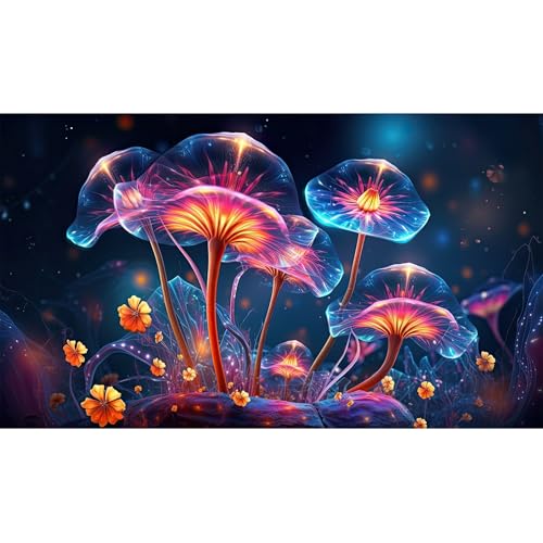 Flower Aquarium Background Modern Style Bluebell Blooming Flower Floral Design Terrarium Background Mysterious Elegant Glowing Fantasy Flower Fish Tank Backdrop Poster Decorations Vinyl 24x12in (24(W)x12(H)in / Orange Red)