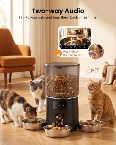 Automatic Cat Feeder with Camera for 3 Cats (Black)