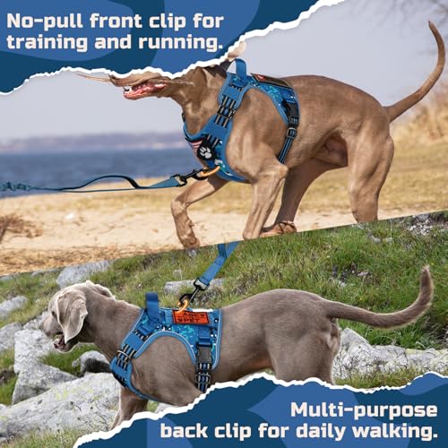Tactical Dog Harness for Large (Blue Camo / Large)