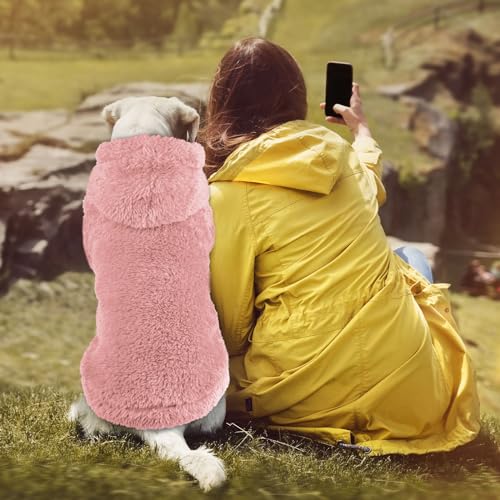 Fuzzy Dog Sweaters for Large Dogs Soft Double (Large / Pink)