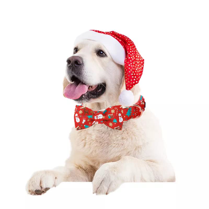 Christmas Dog Collar with Bowtie (Large (Pack of 1) / Red Gingerbread Man)