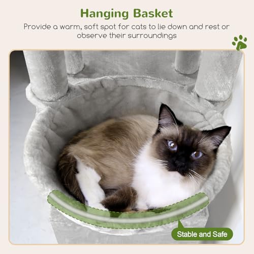 Heavy Duty Cat Trees for Big Cats Maine Coon (Cloud Grey / 61inch)