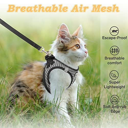 Cat Harness and Leash for Walking Escape Proof (S / Gray)