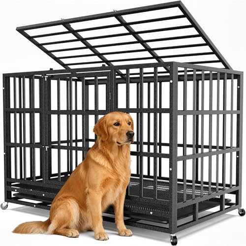 42 Inch Heavy Duty Dog Crate (Black / Medium)