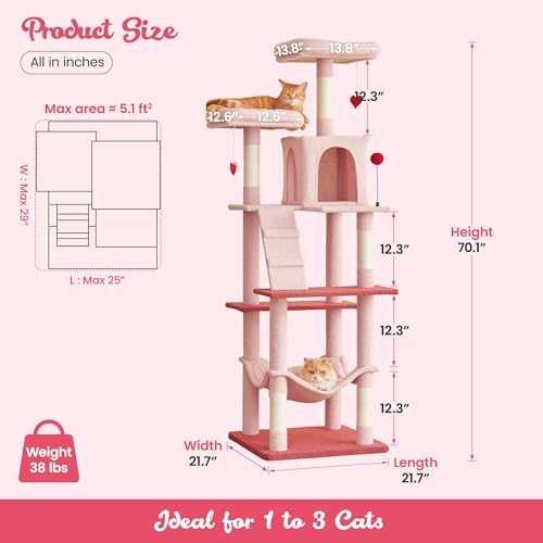 Cute Cat Tree (70.1 in / Pink&Red)