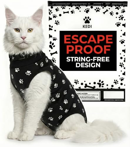Cat Recovery Suit Female After Spay (Black / Large)