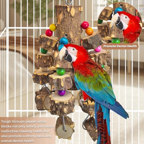 Large Bird Parrot Toys (B: Wire Link, Pepper Wood)