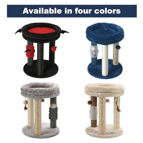 Cat Scratching Post Tree with Tower Soft Bed.Natural Quality Sisal Carpet Jute Scratch Posts with Three Hanging Ball Toys and Massage Brush for Indoor Cats and Kittens Blue (For indoor cats and kittens / Blue)