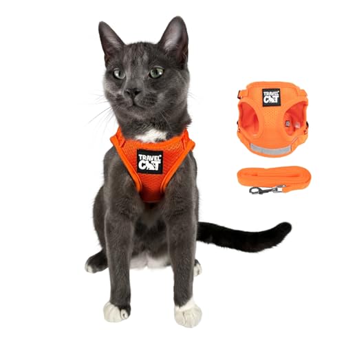 Travel Cat Harness and Leash Set (Medium / Orange)