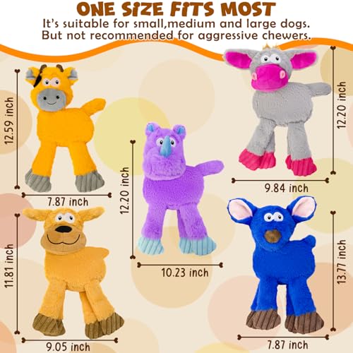 5 Pack No Stuffing Dog Toys (5-color)