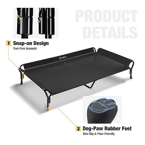 Cooling Elevated Dog Bed (Black / 50.5"L x 33.5"W x 12.0"Th)