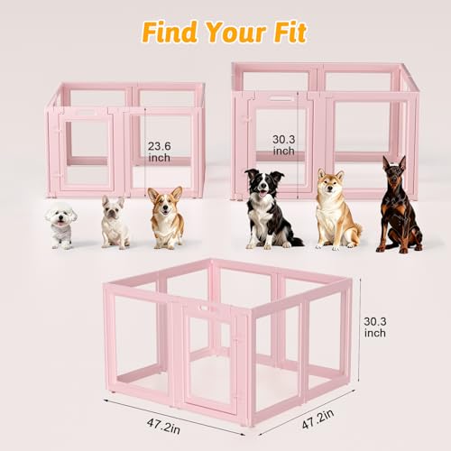 Acrylic Dog Playpen Indoor (Skin Pink / 30.3"H)