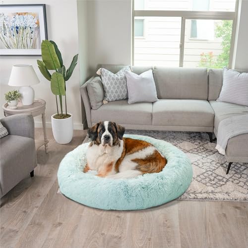 The Original Calming Donut Dog Bed for Extra (Baby Blue Shag / X-Large)