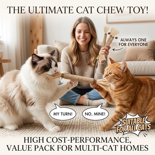 Cat Toys 3PCS Mix Catnip Chew Rope Silvervine Stick for Indoor Cat (MIX-3PACK)