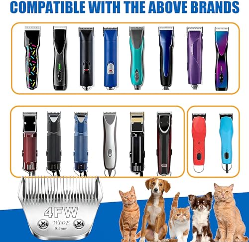 4FW Wide Blade Grooming Clipper Blades for Andis (Silver/4FW)