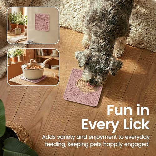 Lick Mat for Dogs&Cats (Mars&Coral / 5.9"L x 5.9"W)