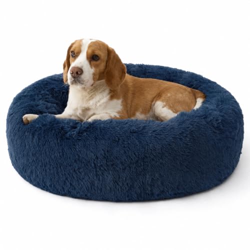 SupportMax® Calming Dog Bed Medium Size Dog Washable Pet Bed (Navy / M(30x30x7))