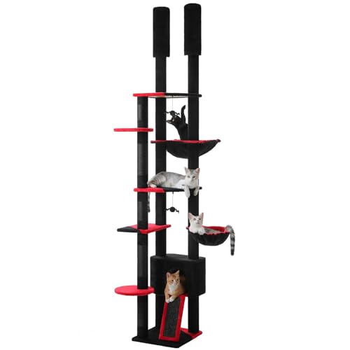 Floor to Ceiling Cat Tree Tower (XL(90''-100'') / Black)