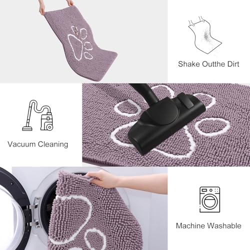 Dog Door Mat for Muddy Paws (36"X24" / Deep Plum and White)