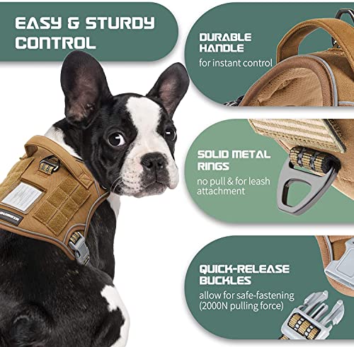 Dog Harness Tactical XS (Brown / XS(Neck:10-12", Chest:12-21"))