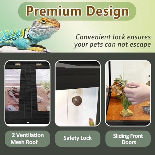 Bearded Dragon Tank 60 Gallon (Black / 60 Gallon (39x18x18) Inch)