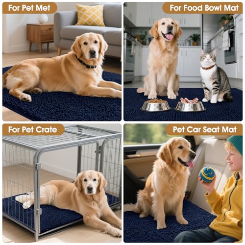 Dog Door Mat for Muddy Paws (Navy Blue / 48" x 30")