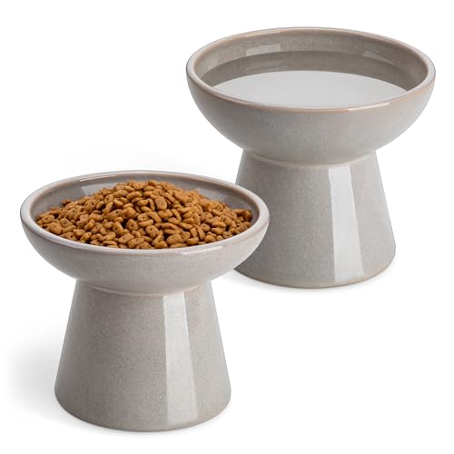 2 Pack Extra Wide Elevated Cat Bowls (Grey)