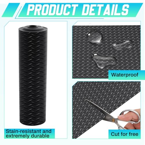 12 in X 20 ft Rubber Diamond Plate Garage Floor Mat (Diamond Plate / 12 in x 20 ft / Black)
