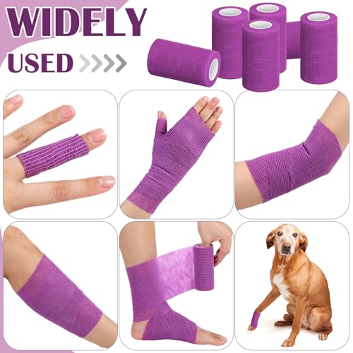 36 Pcs Self Adherent Bandage 4" X 5 Yard Wrap Breathable (Purple / 4" X 5 Yard)