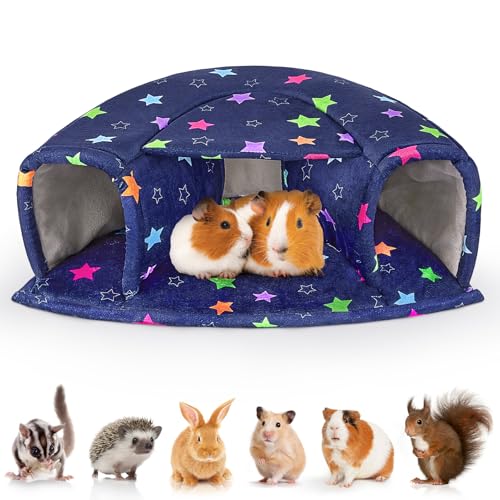 Washable Guinea Pig Hideout Large Cozy Bed for Small Pets (Blue)