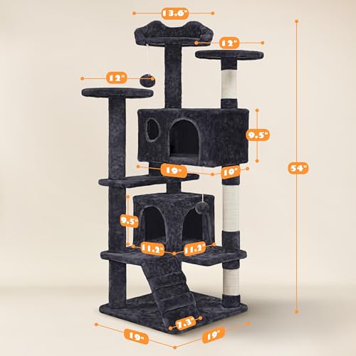 54in Cat Tree Tower (Black / 54in)
