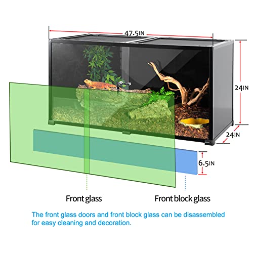 REPTIZOO Large 120 Gallon Reptile Terrarium (48"W X 24"D X 24"H (120Gallon))