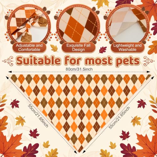 50 Pcs Fall Plaid Dog Bandanas Bulk Autumn Gingham Check Pattern (31.5 x 21.7 x 21.7 Inch / Fall Plaid)