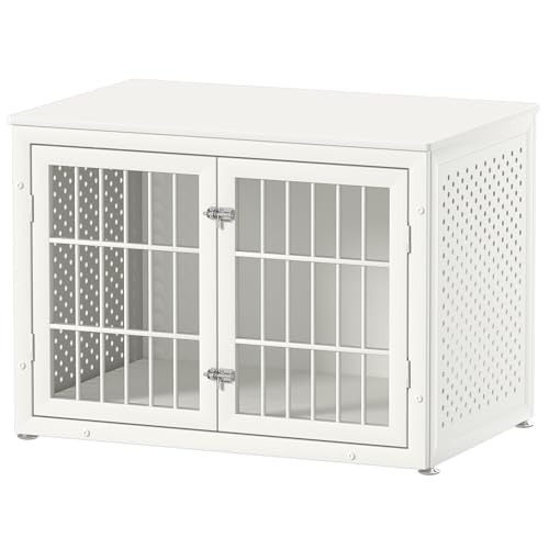 38" Heavy Duty Dog Crate Furniture for Large and Medium Dogs (38.4"L x 25.0"W x 27.7"H / White)