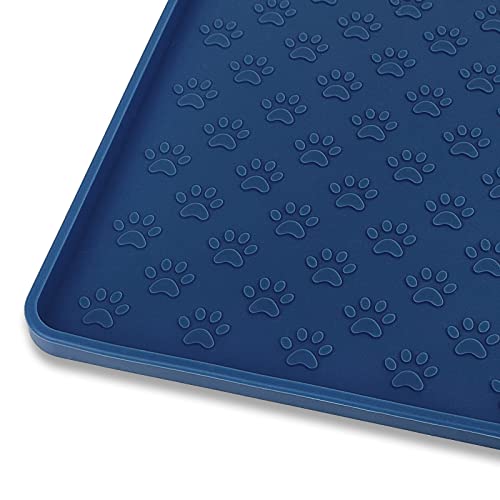 Silicone Pet Placemat for Dog and Cat (31.5"L x 23.6"W / Navy Blue)