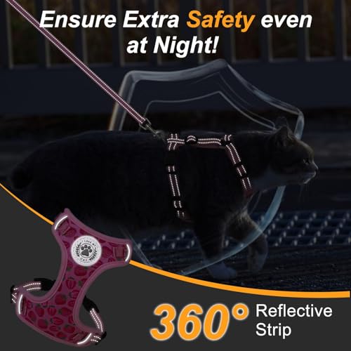 Cat Harness and Leash Set (Strawberries Pink / S (Chest: 11 - 16"))
