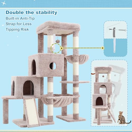 Cat Tree Tower with Plush Steped Condos (50 inches / Muchroom)