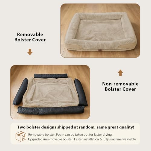 Waterproof Orthopedic Dog Bed for Large and Extra Large Dogs (Light brown / 42"L x 30"W x 7.5"Th)