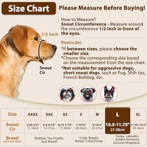 Dog Muzzle Anti Eating for Small Medium Large Dogs (L)