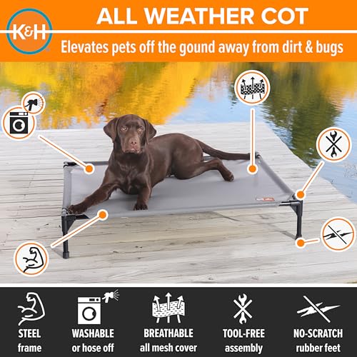K&H Outdoor Elevated Dog Bed (Gray Mesh / Large 42"L x 30"W)