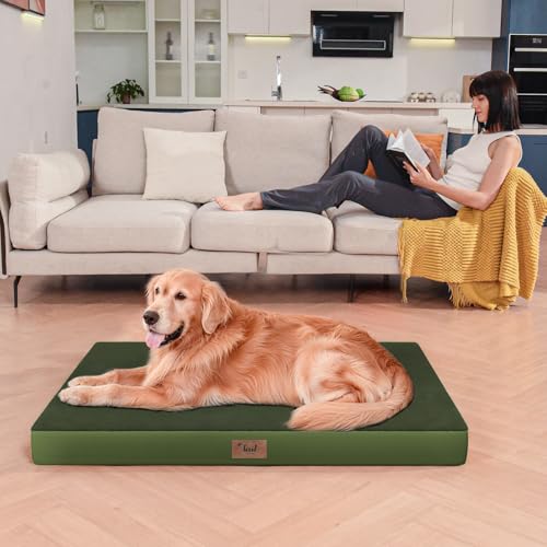 Outdoor Extra Large Dog Bed XXL for Giant Breed Dogs (Olive Green / 47.0"L x 29.0"W x 3.5"Th)