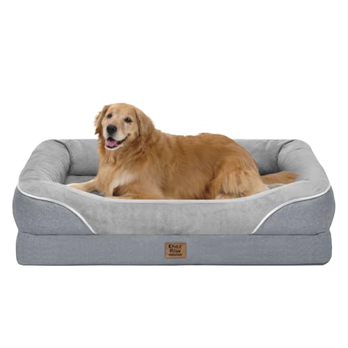 Waterproof Orthopedic Dog Bed for Large and Extra Large Dogs (Silver / 42"L x 30"W x 7.5"Th)