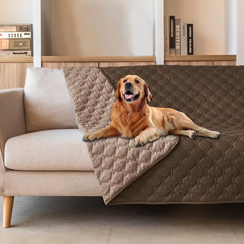 Waterproof Pet Blanket for Bed (52x82 Inch (Pack of 1) / Dark Chocolate/Light Chocolate)