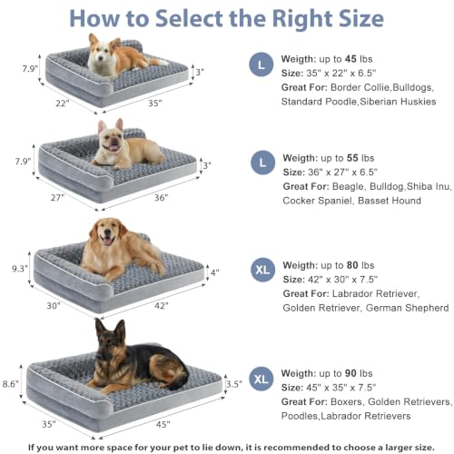 Orthopedic Washable Dog Bed (Gray / 30.0"l x 20.0"w x 6.5"th)