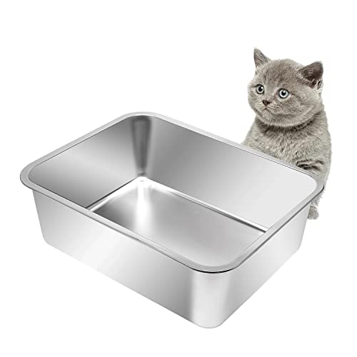 Stainless Steel Cat Litter Box (17.5" L x 13.5" W x 6" H (without Lid))