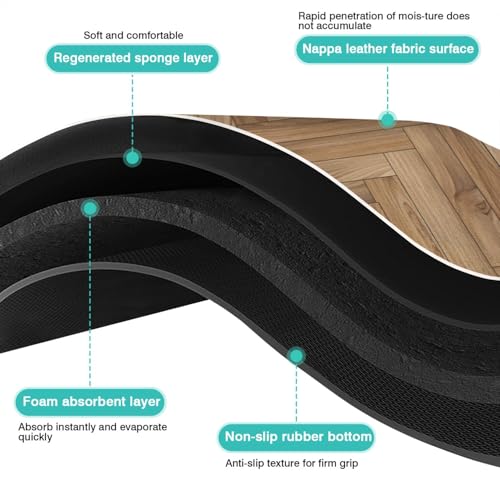 Pet Feeding Mat for Floors Waterproof Dog Mat for Food and Water Absorbent Quick Dry Non Slip mat for Cat Bowls (30"L x 17"W / Wooden)